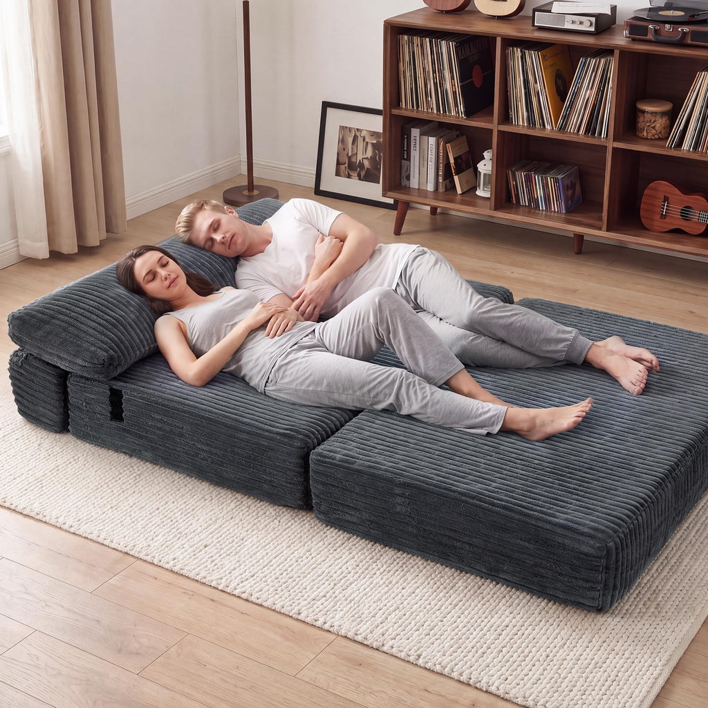 Folding Sofa Bed Convertible 4 in 1 Sleeper Chair Black Single