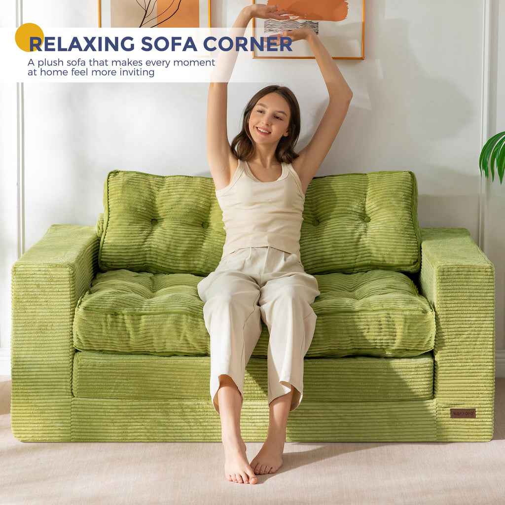 MAXYOYO Folding Sofa Bed, Convertible Sleeper Loveseat with Pillows
