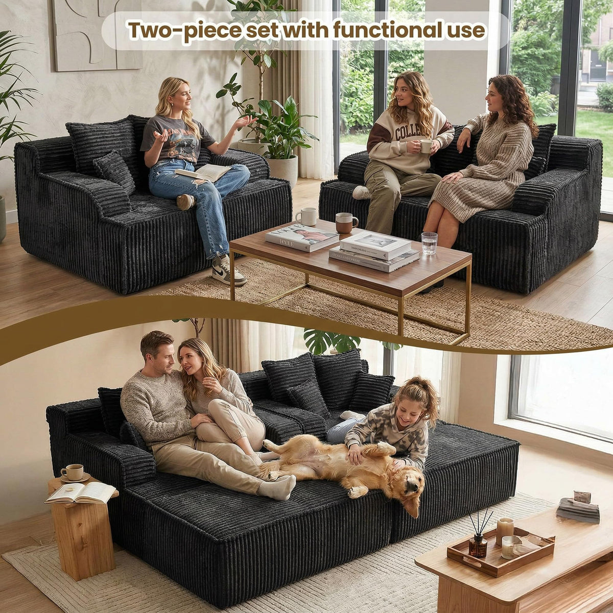 Chaise Lounge Chair Indoor,Boneless Chair with Ottoman,Comfy Reading Chair for Adults,Small Sofa Bed Couch for Living Room,Single Sleeper Chair Bed,Beige