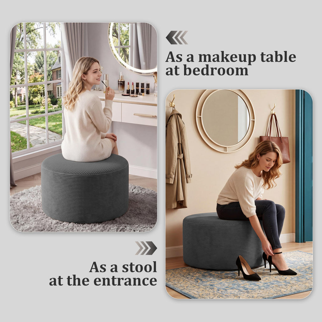 BSHOMGI Nesting Coffee Table Set of 2,Corduroy Ottoman Soft Foot Rest Movable LargePouf Footstool for Living Room Sofa Couch Bedroom Entryway and Small Spaces No Assembly (Blue, 32"+17")