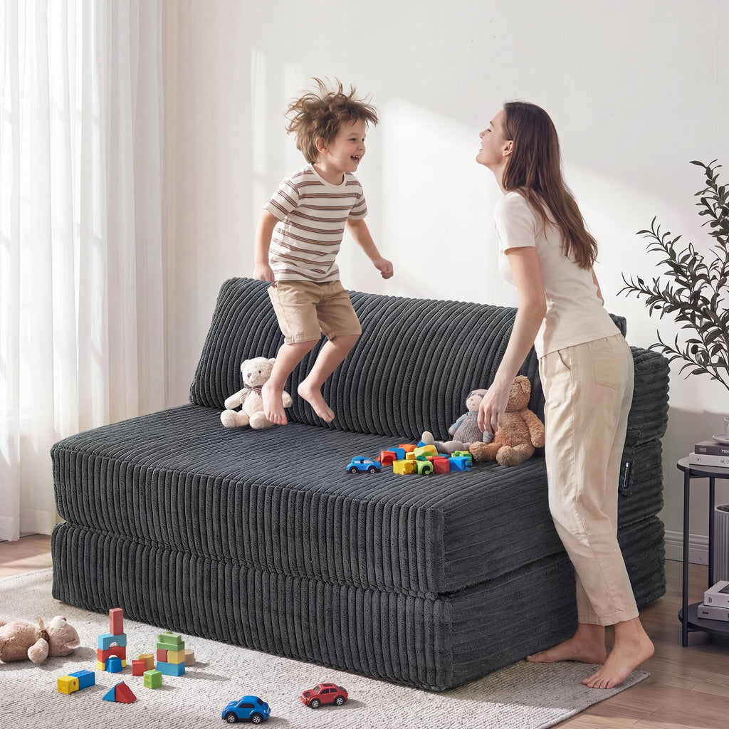 Folding Sofa Bed Convertible 4 in 1 Sleeper Chair Black Single