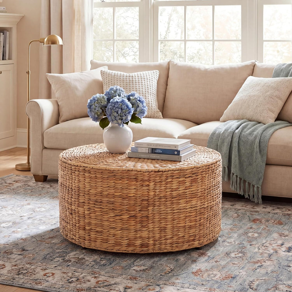 SAFAVIEH Jesse Rattan Coffee Table, 29.9" Coastal Natural SEA7035A