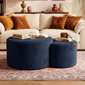 BSHOMGI Nesting Coffee Table Set of 2,Corduroy Ottoman Soft Foot Rest Movable LargePouf Footstool for Living Room Sofa Couch Bedroom Entryway and Small Spaces No Assembly (Blue, 32"+17")