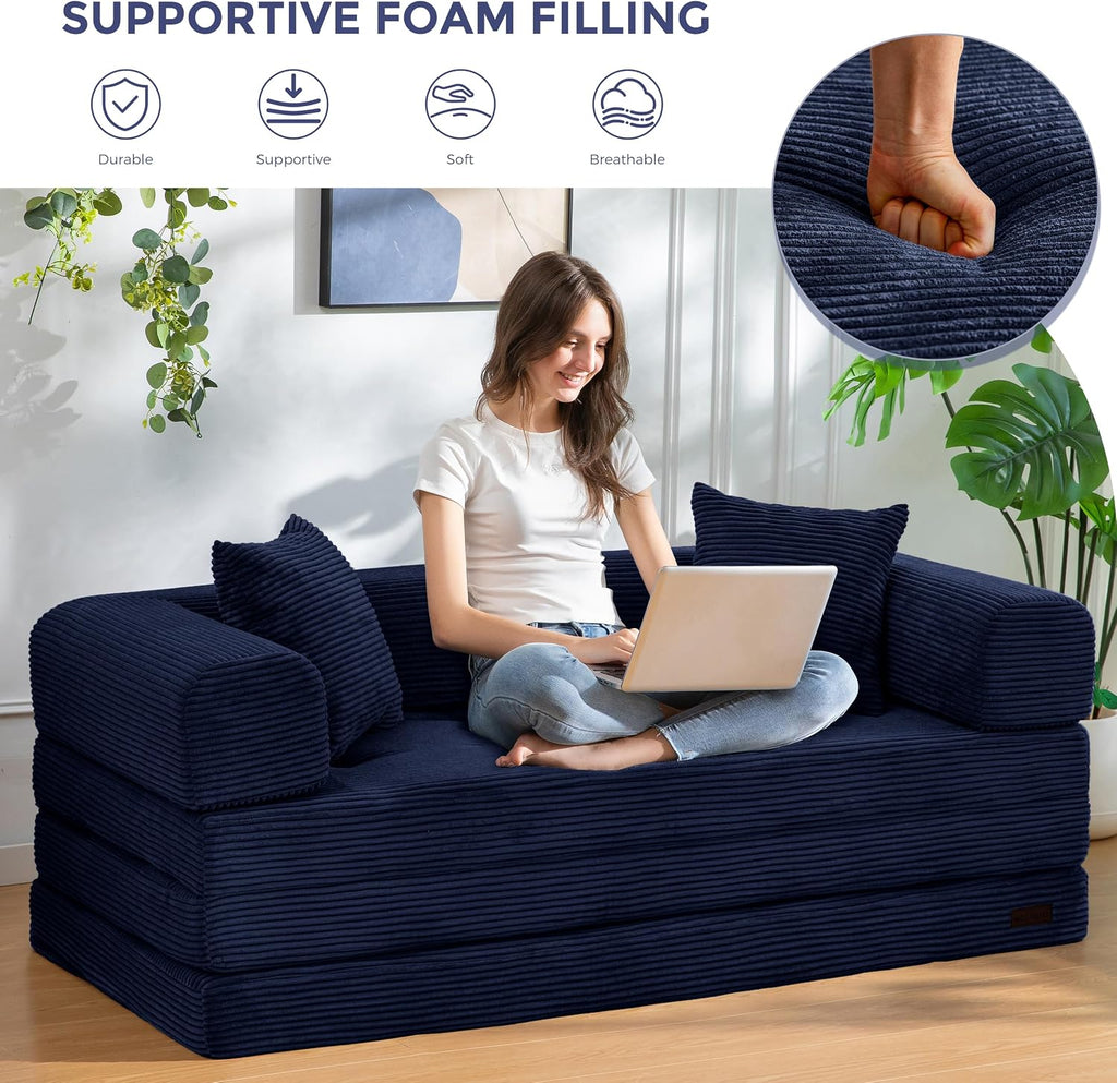 MAXYOYO Convertible Sofa Bed, Floor Sofa Couch with L-Shaped Backrest