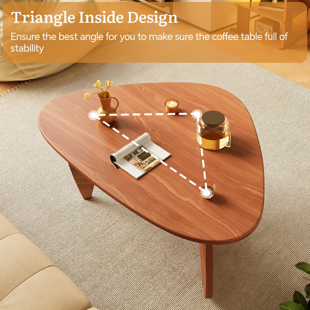 Coffee Tables Glass Small Farmhouse Coffee Table Mid-Century Modern Wood Center Table for Living Room, Walnut Transparent, 32 Inch