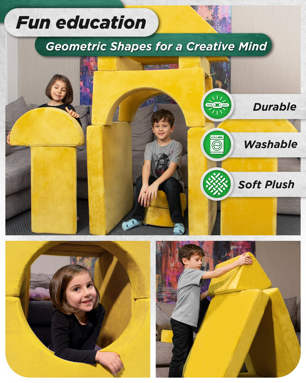 Lunix Modular Kids Play Couch, 14-Piece Fort Building & Climbing Foam Set