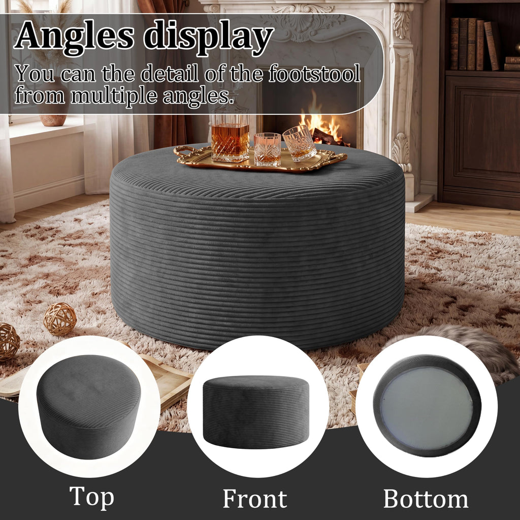 BSHOMGI Nesting Coffee Table Set of 2,Corduroy Ottoman Soft Foot Rest Movable LargePouf Footstool for Living Room Sofa Couch Bedroom Entryway and Small Spaces No Assembly (Blue, 32"+17")