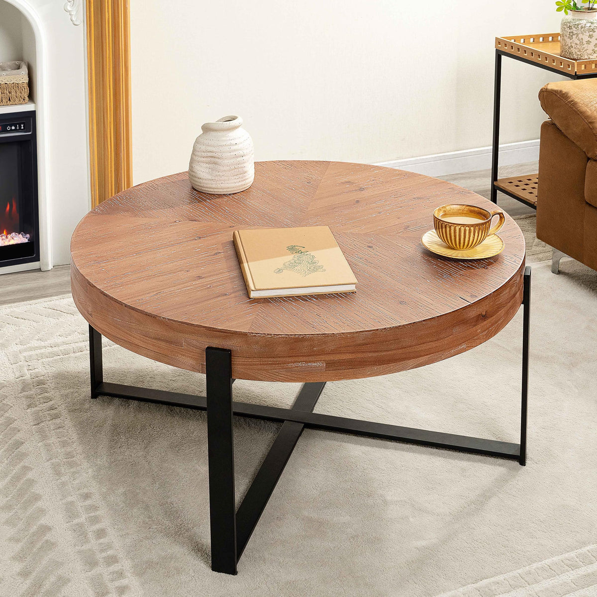 32" Tempered Glass Round Coffee Table Modern Chrome Frame Acrylic Legs Circle Living Room Center Tables