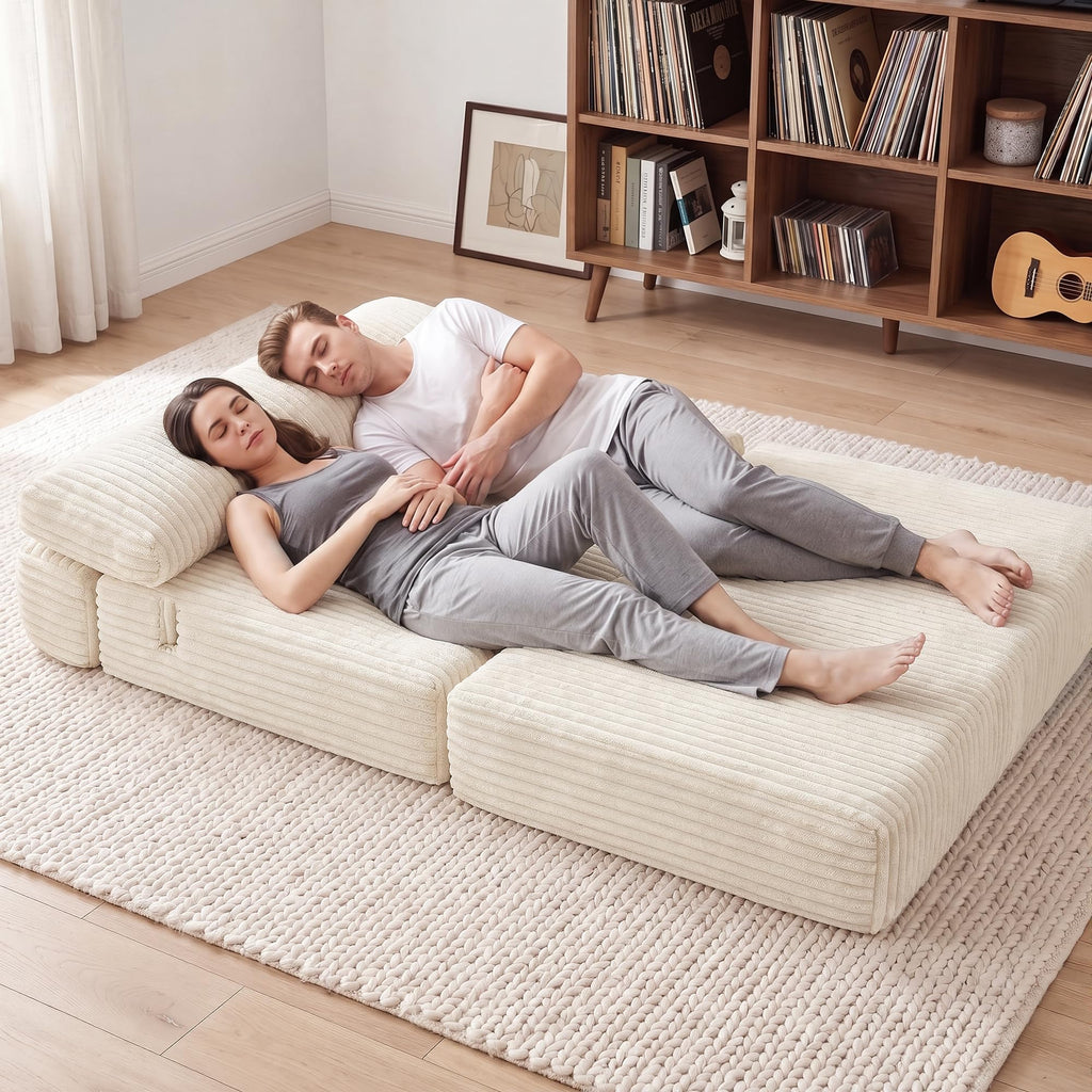 Folding Sofa Bed Convertible 4 in 1 Sleeper Chair Black Single