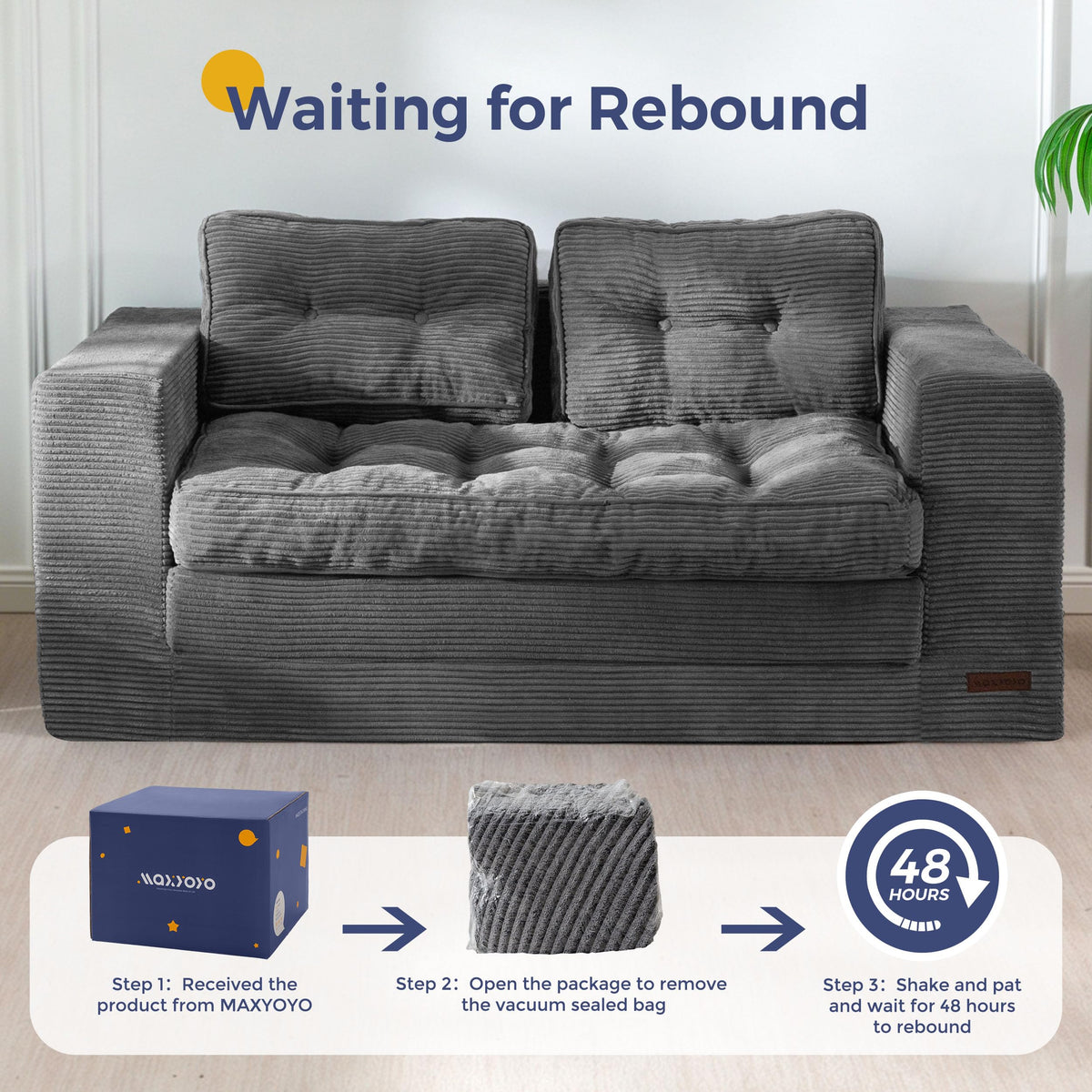 MAXYOYO Folding Sofa Bed, Convertible Sleeper Loveseat with Pillows