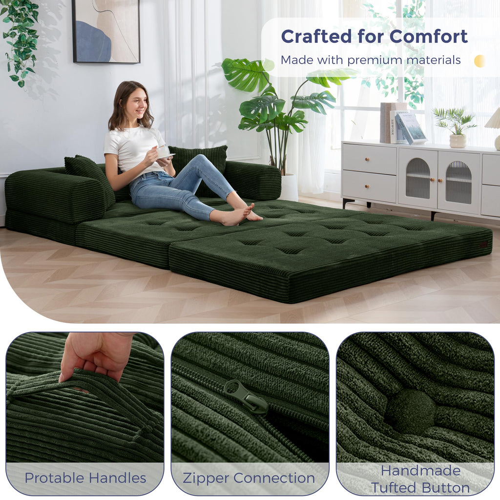 MAXYOYO Convertible Sofa Bed, Floor Sofa Couch with L-Shaped Backrest
