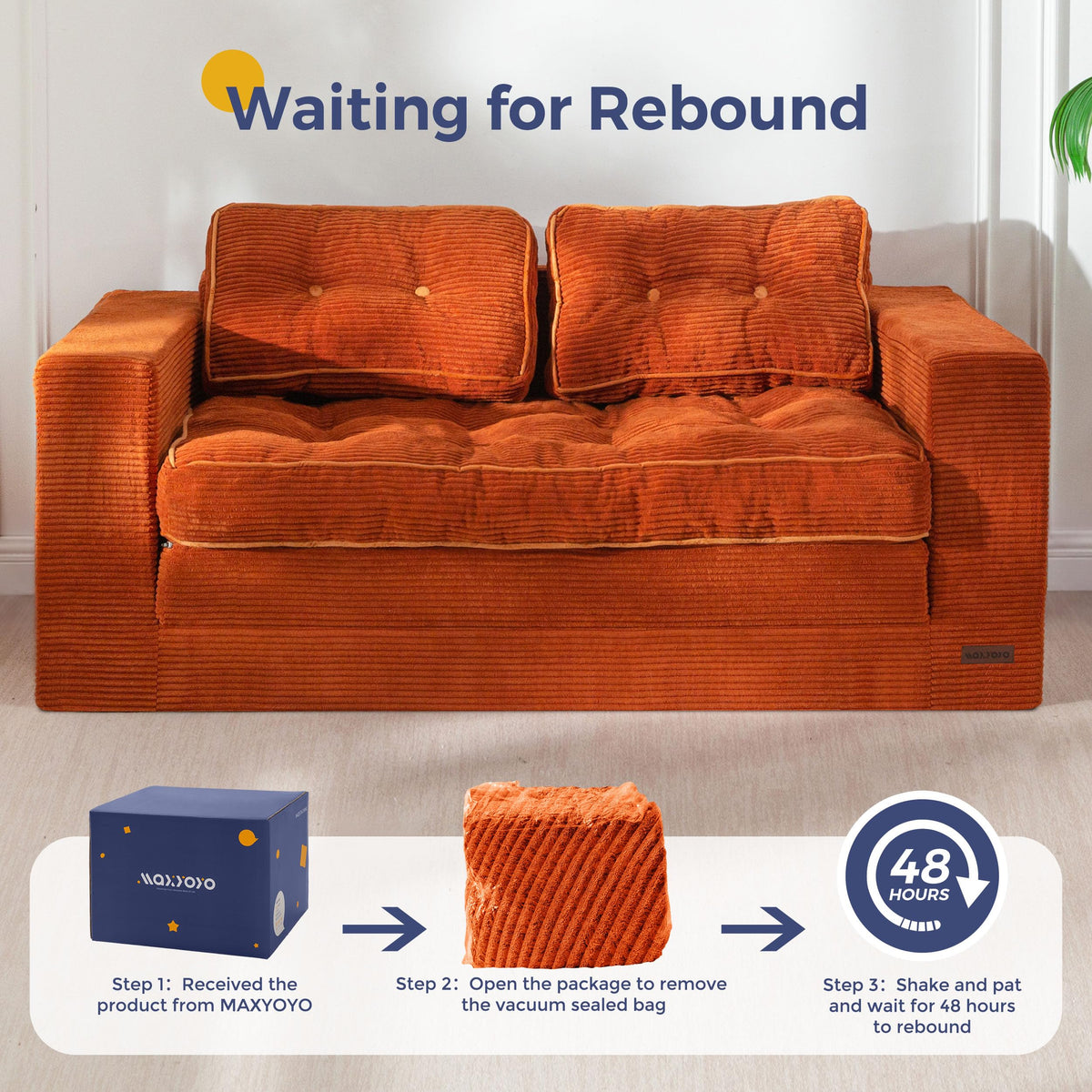 MAXYOYO Folding Sofa Bed, Convertible Sleeper Loveseat with Pillows