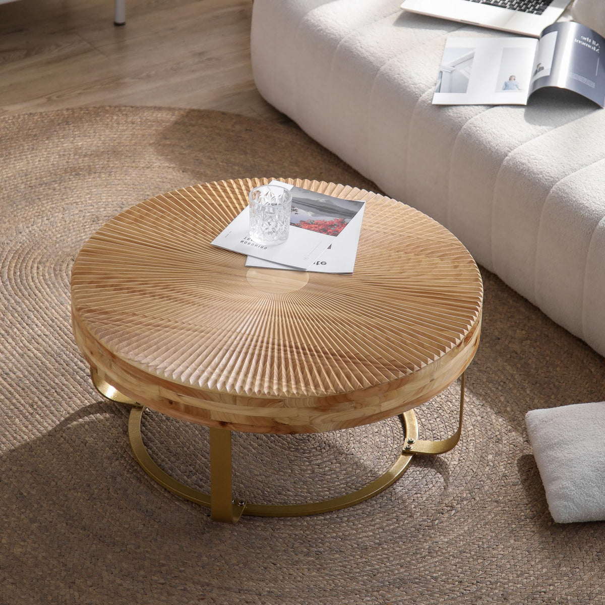 32" Tempered Glass Round Coffee Table Modern Chrome Frame Acrylic Legs Circle Living Room Center Tables
