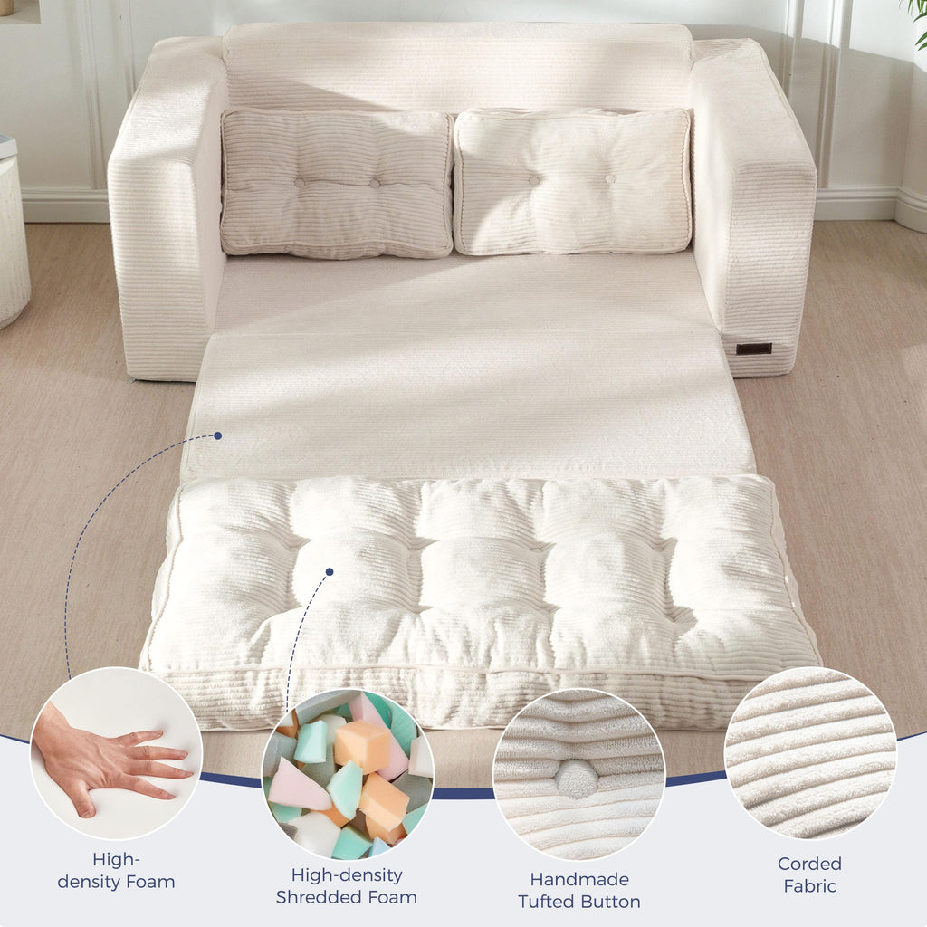 MAXYOYO Folding Sofa Bed, Convertible Sleeper Loveseat with Pillows