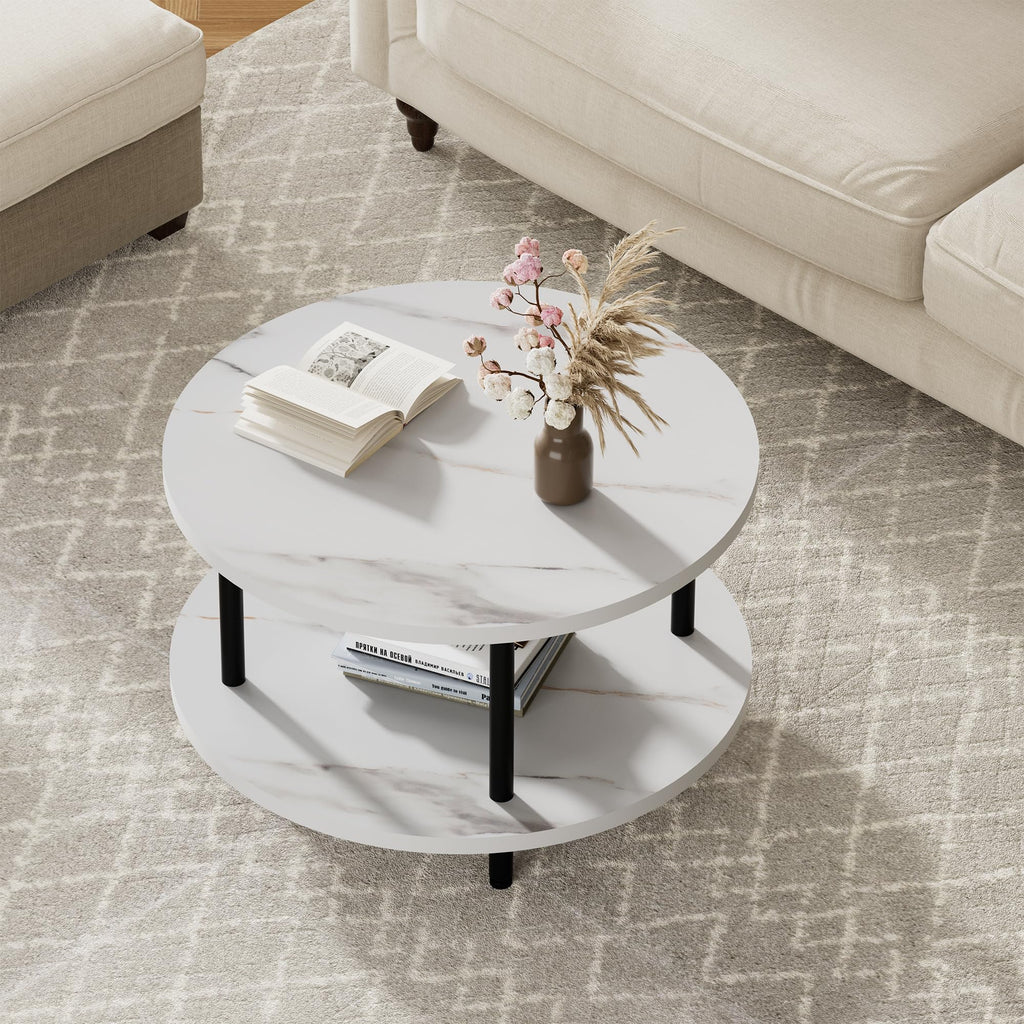 Coffee Tables for Living Room, 27.6" Round Coffee Table, Black Coffee Table