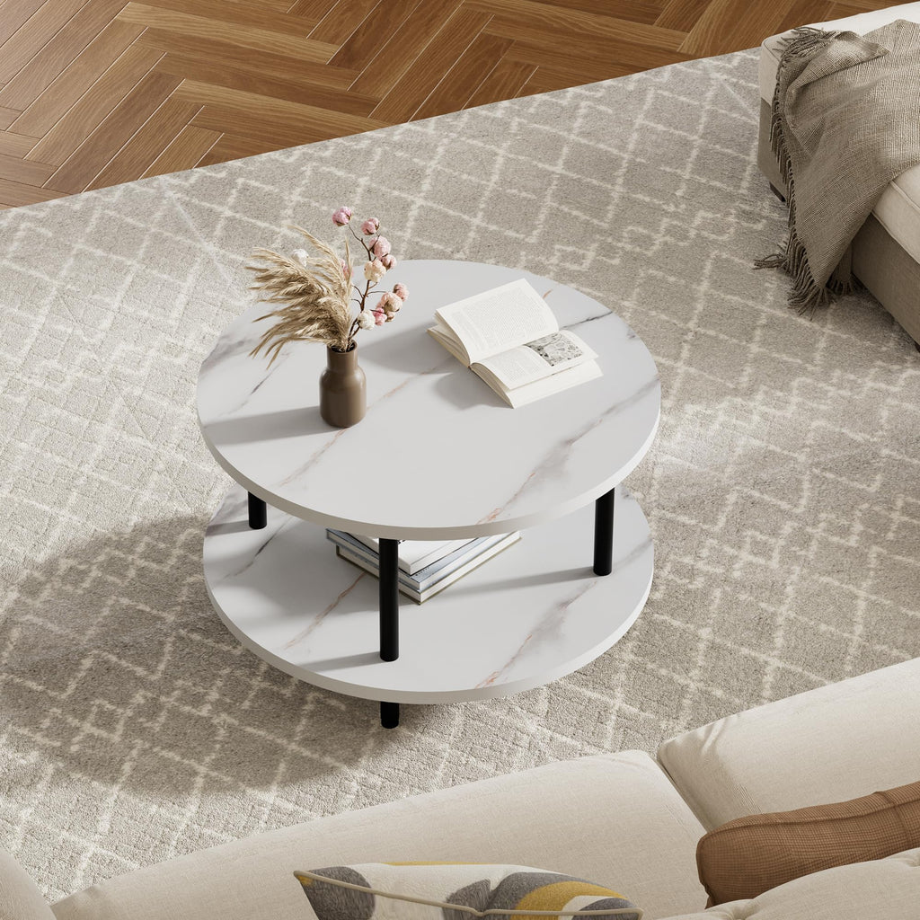 Coffee Tables for Living Room, 27.6" Round Coffee Table, Black Coffee Table