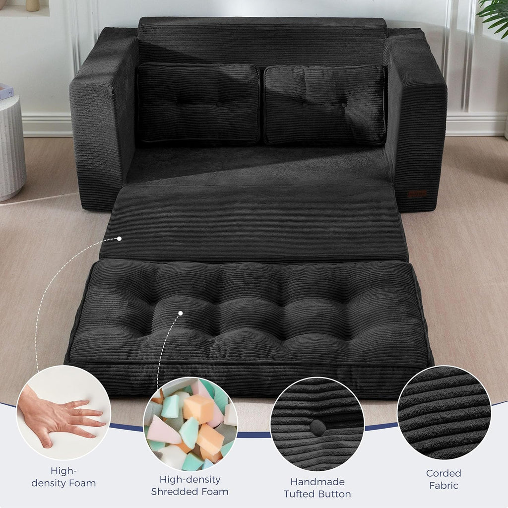 MAXYOYO Folding Sofa Bed, Convertible Sleeper Loveseat with Pillows