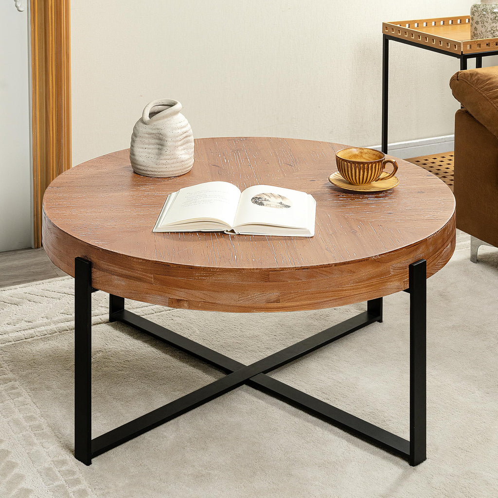 32" Tempered Glass Round Coffee Table Modern Chrome Frame Acrylic Legs Circle Living Room Center Tables