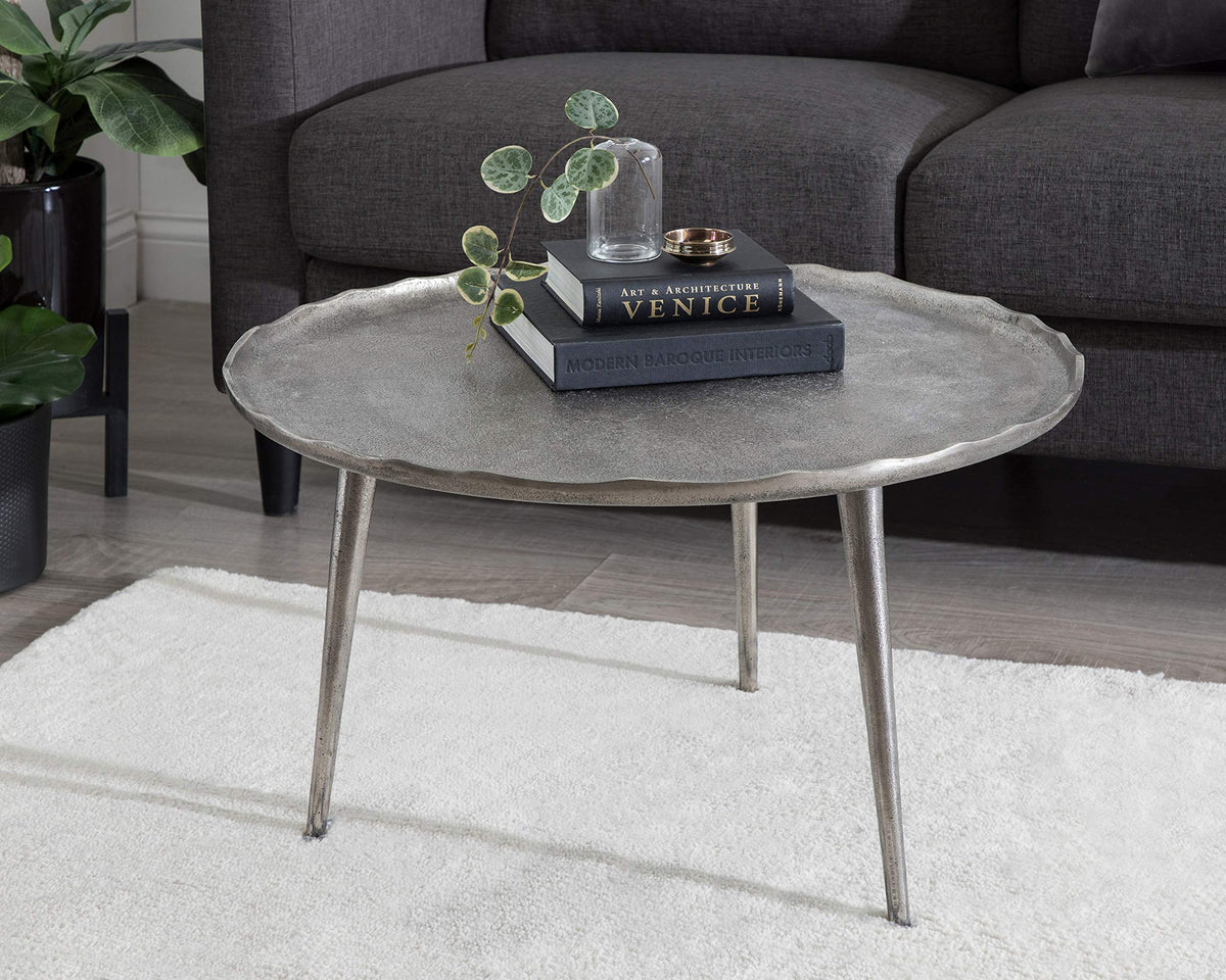 Kate and Laurel Alessia Modern Coffee Table, 26 x 26 x 15, Gold, Metal Coffee Table with Antique Detailing for Storage and Display