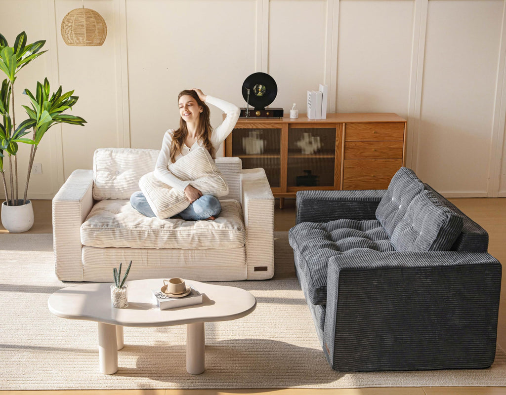 MAXYOYO Convertible Sofa Bed, Pull Out Loveseat Sofa Couch