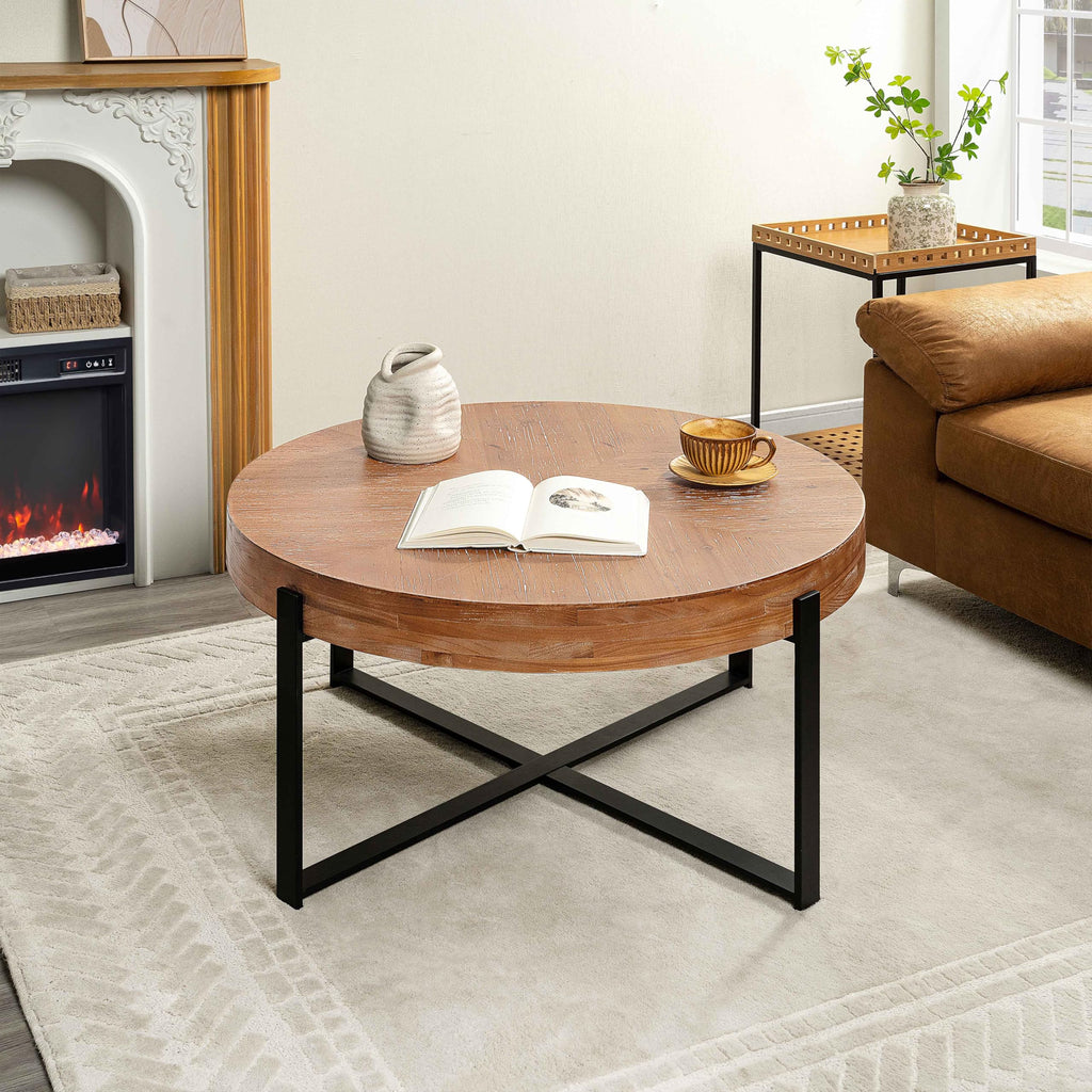 32" Tempered Glass Round Coffee Table Modern Chrome Frame Acrylic Legs Circle Living Room Center Tables