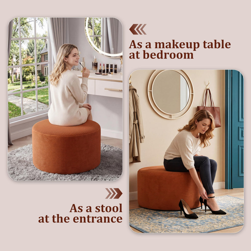 BSHOMGI Nesting Coffee Table Set of 2,Corduroy Ottoman Soft Foot Rest Movable LargePouf Footstool for Living Room Sofa Couch Bedroom Entryway and Small Spaces No Assembly (Blue, 32"+17")