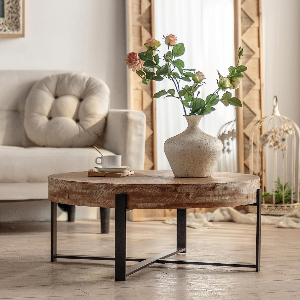 32" Tempered Glass Round Coffee Table Modern Chrome Frame Acrylic Legs Circle Living Room Center Tables