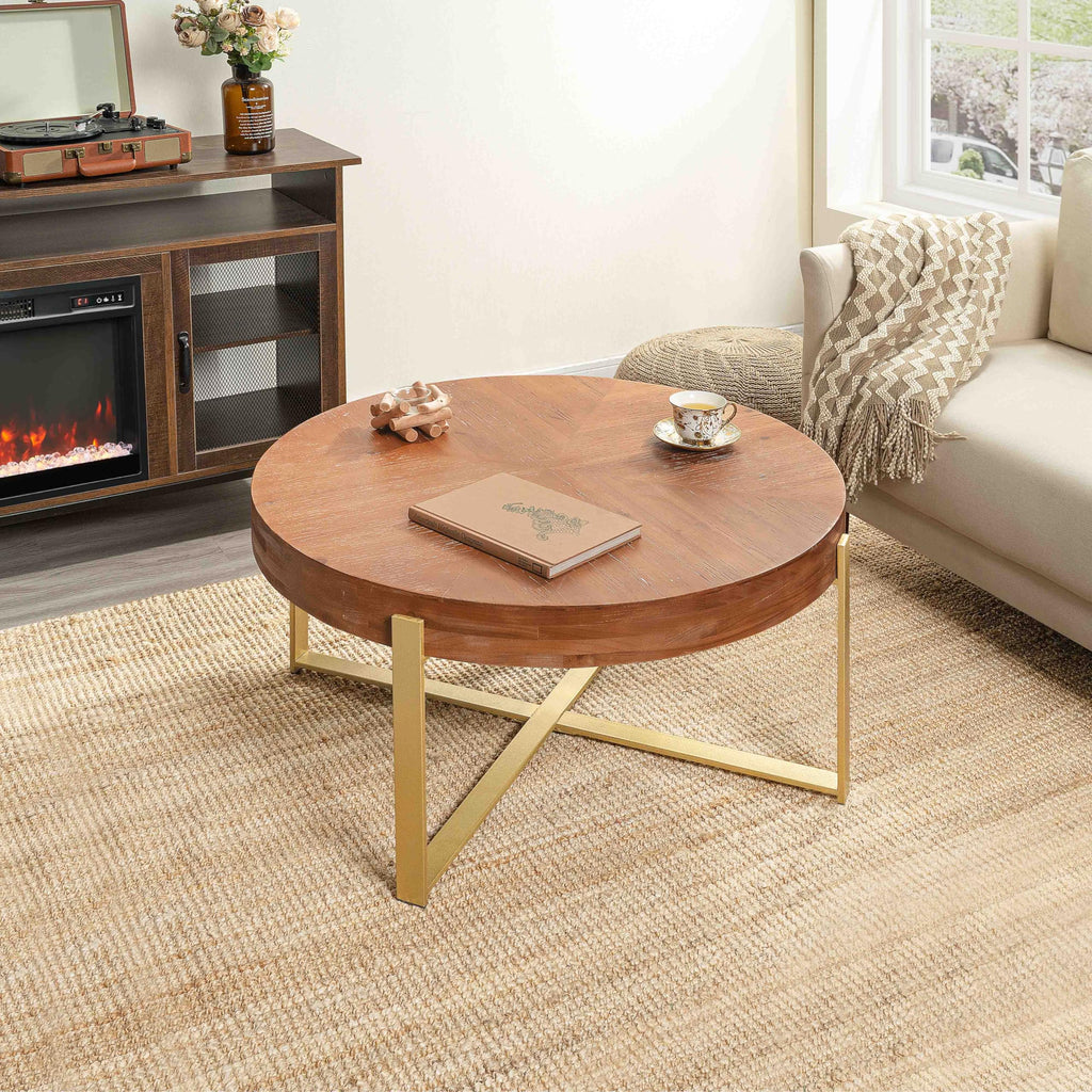 32" Tempered Glass Round Coffee Table Modern Chrome Frame Acrylic Legs Circle Living Room Center Tables